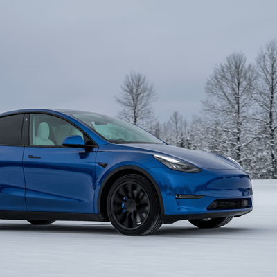 Tesla Model Y Wintertest stellt Defrost-Funktion 8 Zoll Schnee entgegen