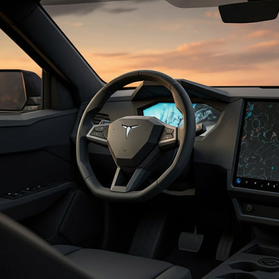 ERSTER EINDRUCK: Innenraum des Tesla Cybertruck Polizeiwagens