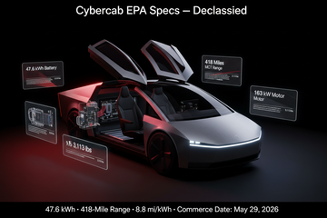 Tesla Cybercab EPA Specs Declassified: 48 kWh Battery, 418-Mile Test Range, and a Curb Weight That Demands Explanation