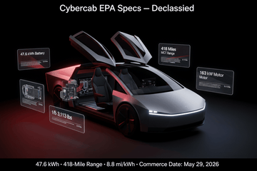 Tesla Cybercab EPA Specs Declassified: 48 kWh Battery, 418-Mile Test Range, and a Curb Weight That Demands Explanation - Tesery Official Store