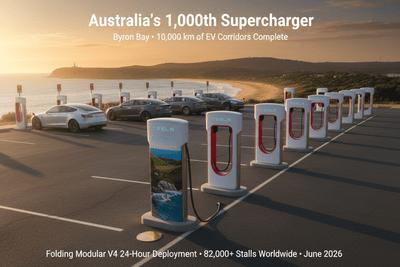 Teslas 1.000. australischer Supercharger öffnet in Byron Bay – und die faltbare V4-Technologie hinter der Geschwindigkeit