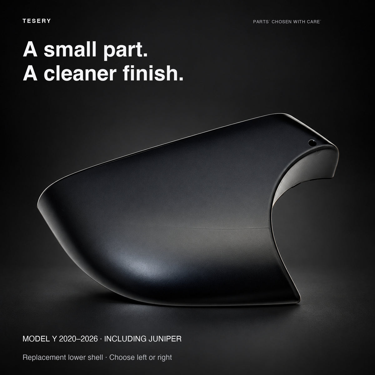 TESERY matte black replacement lower mirror shell for Tesla Model Y