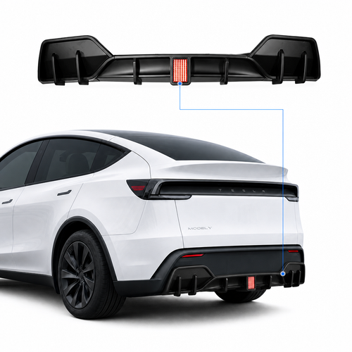 Heckstoßstangenlippe & Diffusor mit blinkendem LED-Pilotbremslicht für Model Y Juniper