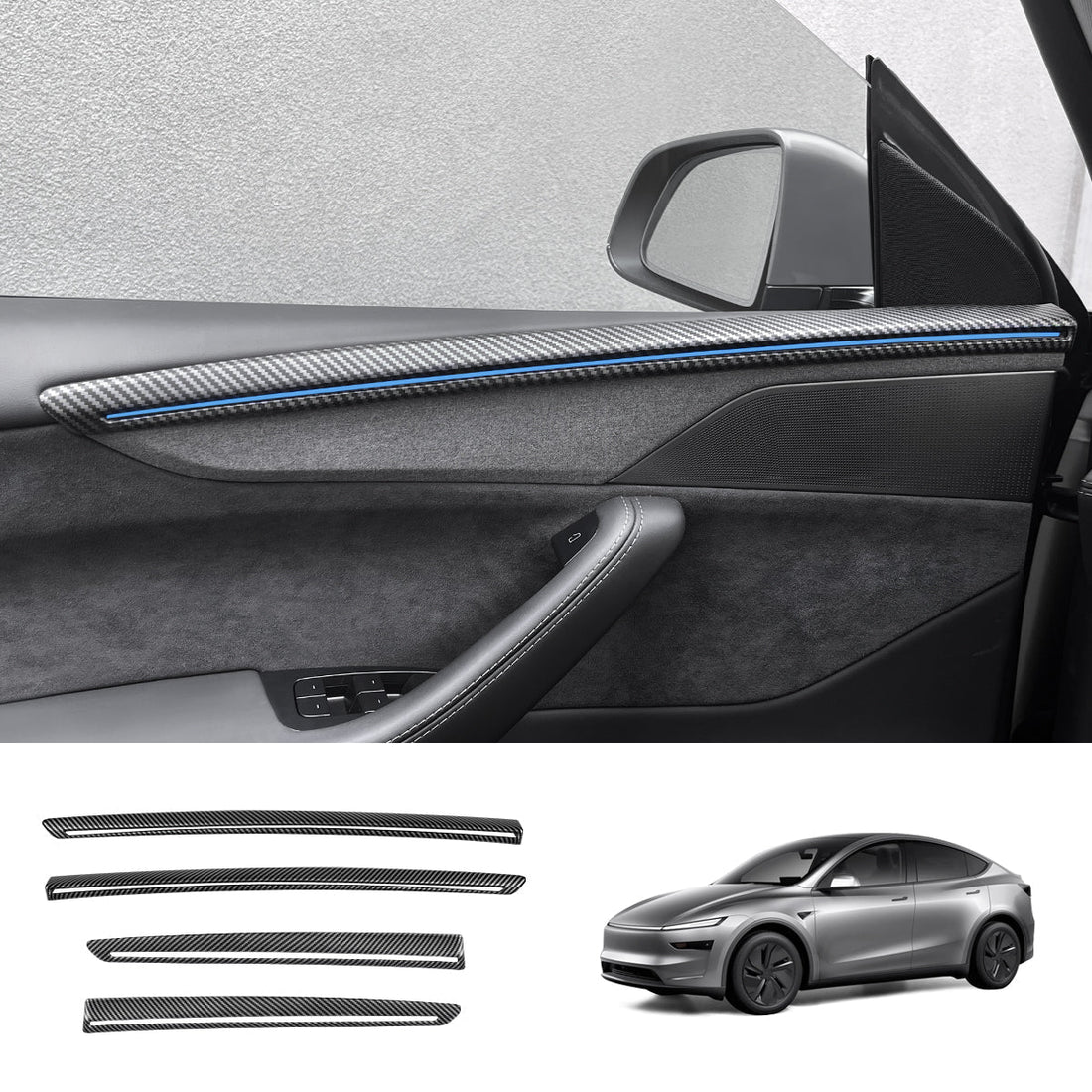 ABS Interior Door Panel Upper Trim Covers (4Pcs) for Tesla Model Y Juniper - Tesery Official Store