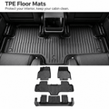 Black grooved floor mat fitted in a rear footwell, with separate floor-mat shapes pictured below.