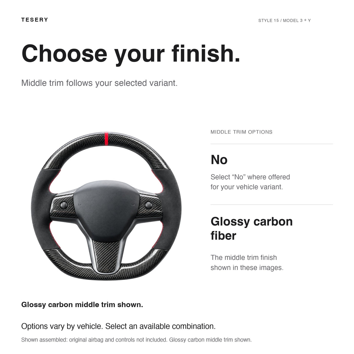 Carbon Fiber Alcantara Round Steering Wheel for Model 3 / Y【Style 15】 - Tesery Official Store