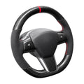 Carbon Fiber Alcantara Round Steering Wheel for Model 3 / Y【Style 15】 - Tesery Official Store