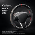 Carbon Fiber Alcantara Round Steering Wheel for Model 3 / Y【Style 15】 - Tesery Official Store