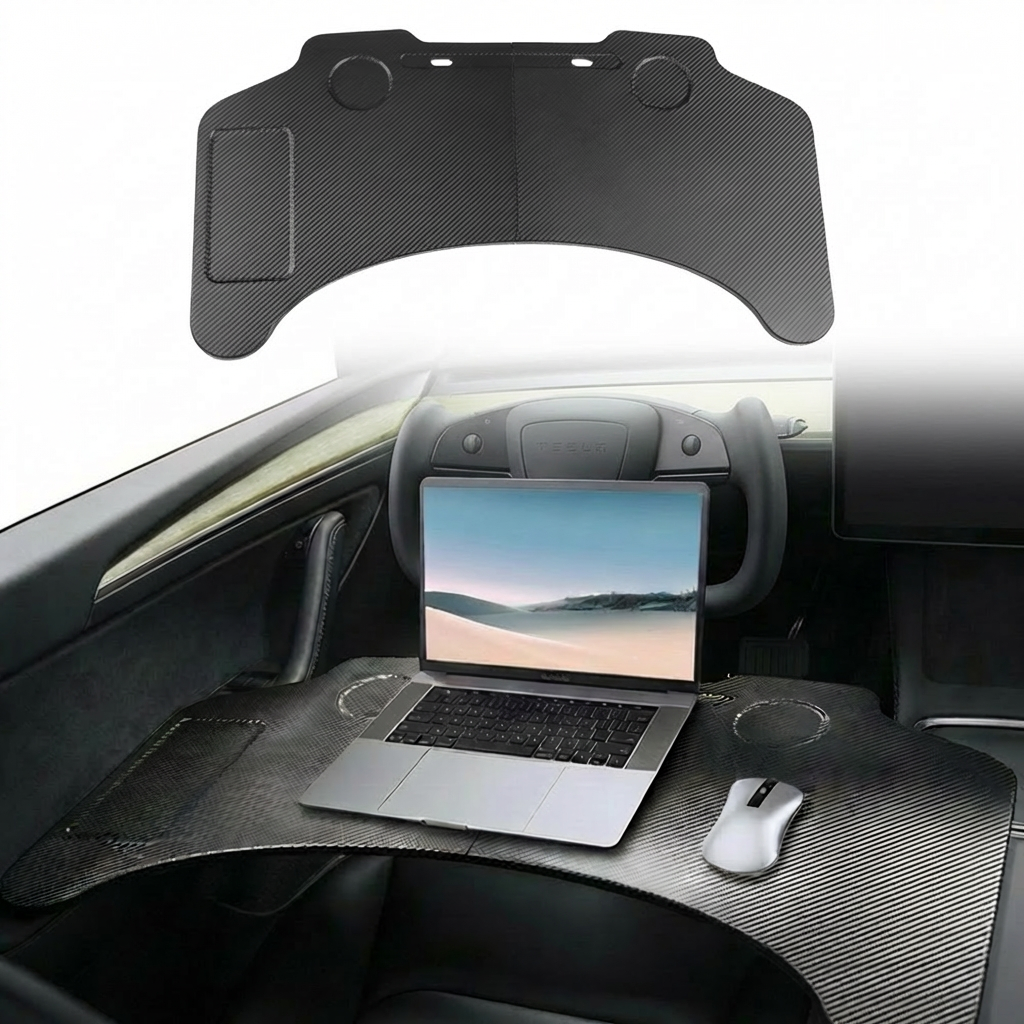 Carbon Fiber Pattern Foldable Working Tray Table for Model 3 Highland & Model Y Juniper | ABS - Tesery Official Store