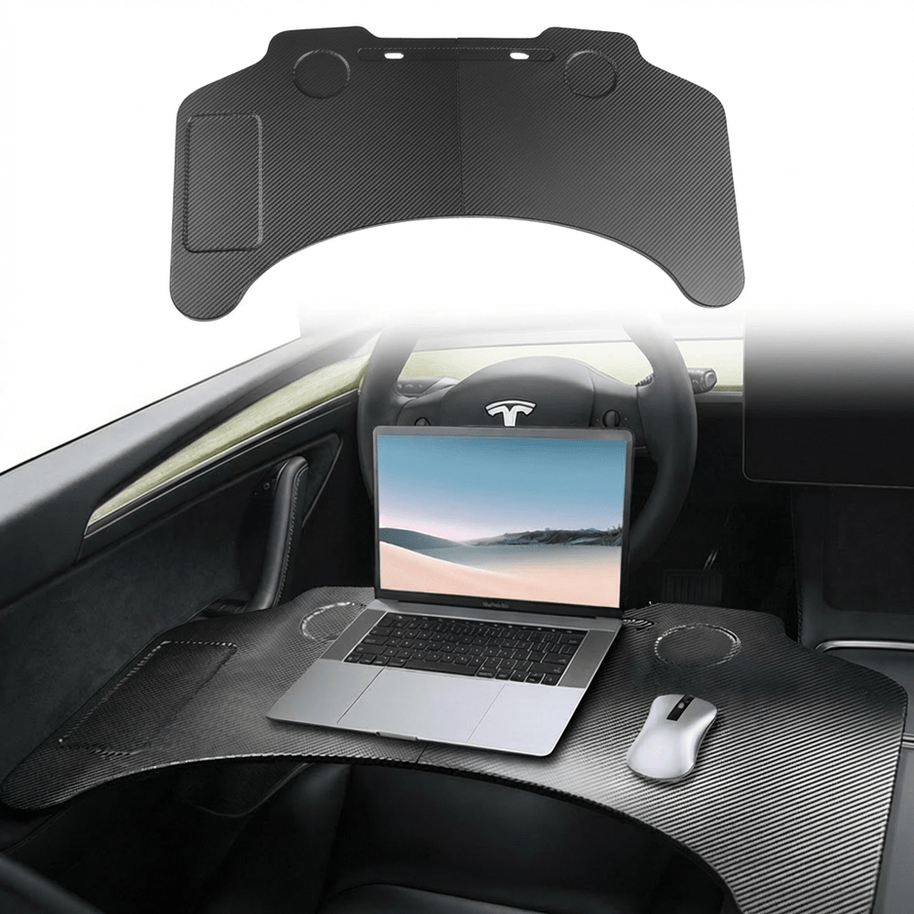 Carbon Fiber Pattern Foldable Working Tray Table for Model 3 Highland & Model Y Juniper | ABS - Tesery Official Store