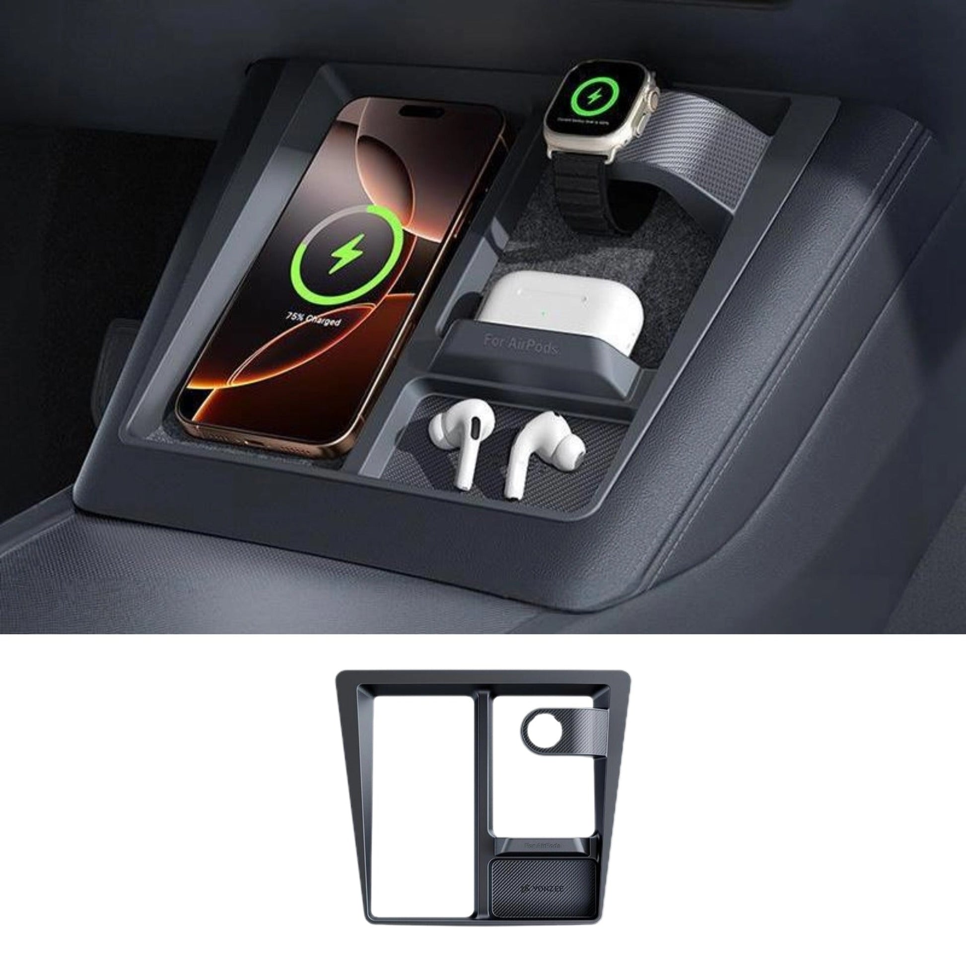 Center Console 3 - in - 1 Wireless Charging Anti - Slip Organizer for Model Y Juniper & Model 3 Highland - Tesery Official Store