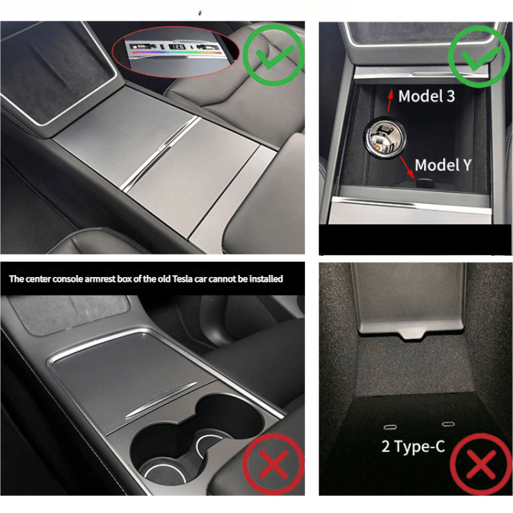 Center Console Ambient Light USB Hub Tesla Model Y Juniper & Model 3 Highland - Tesery Official Store