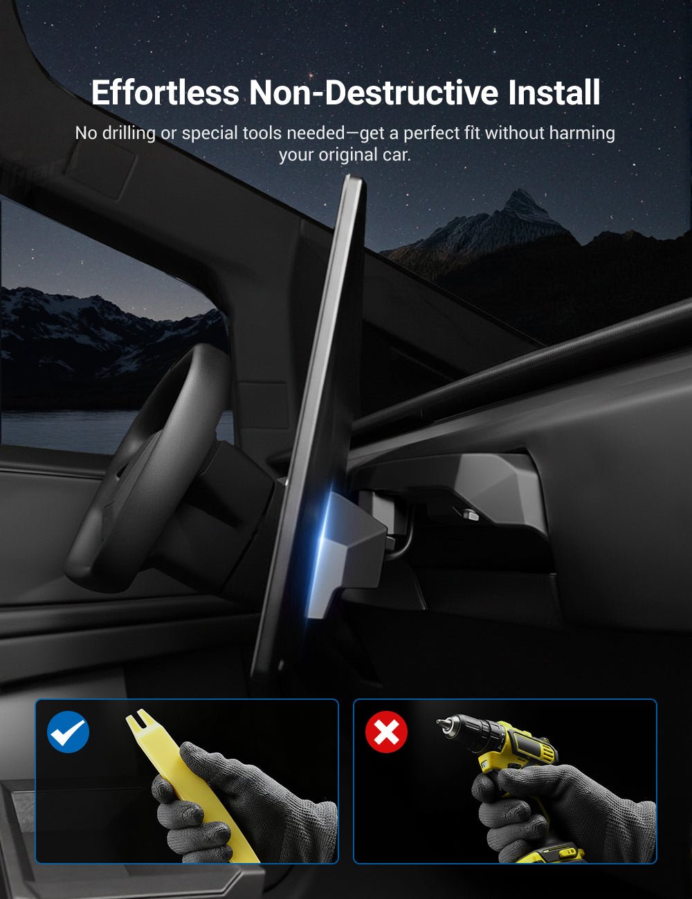 Center Screen Swivel Rotating Mount Kit for Tesla Cybertruck - Tesery Official Store