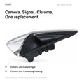 Complete repeater assembly with labels for the camera, turn-signal light, chrome trim and mounting housing.