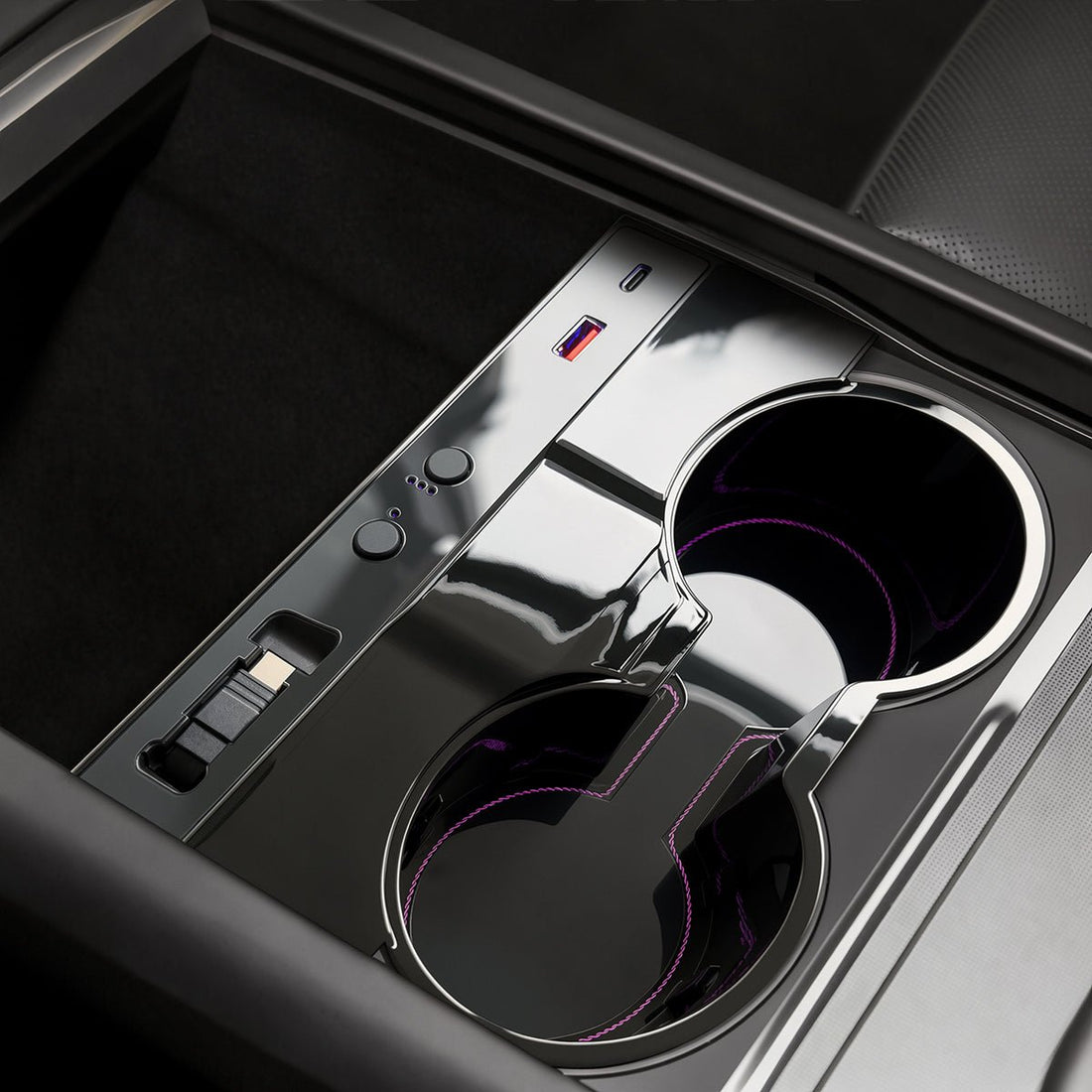 Console Cup Holder Expansion Dock with Lighting for Tesla Model 3 Highland / Y Juniper - Tesery Official Store