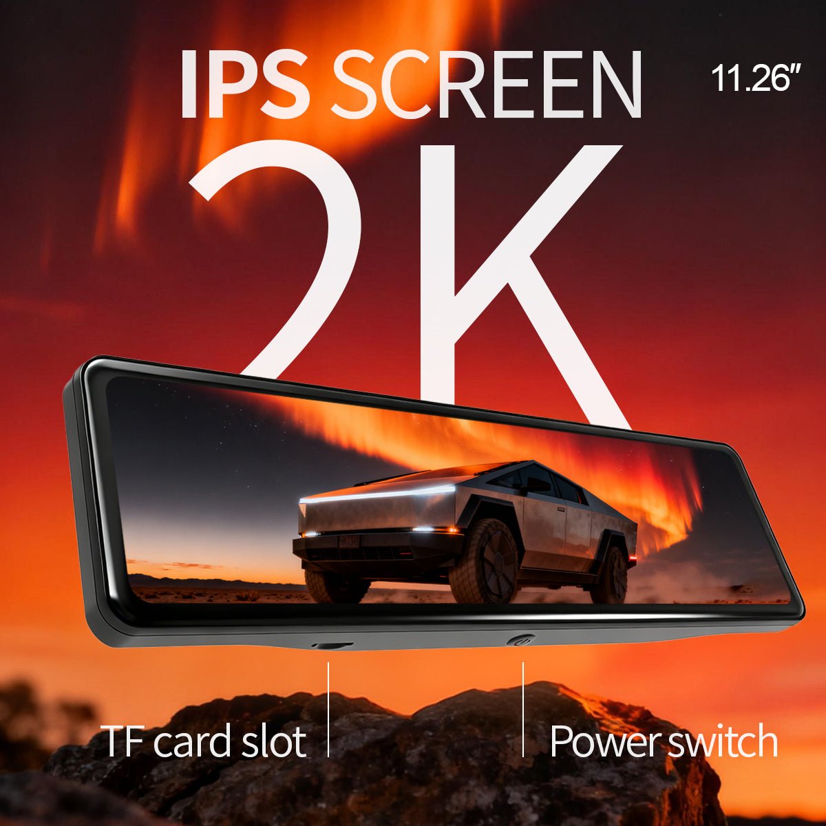 Cybertruck 11.26" Streaming Rearview Mirror | 2K Dual Dashcam & 105° Expanded Vision - Tesery Official Store