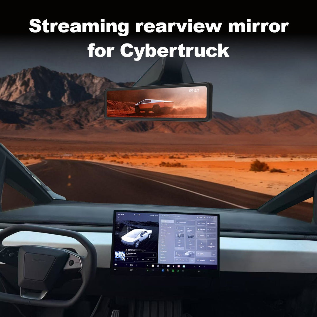 Cybertruck 11.26" Streaming Rearview Mirror | 2K Dual Dashcam & 105° Expanded Vision - Tesery Official Store