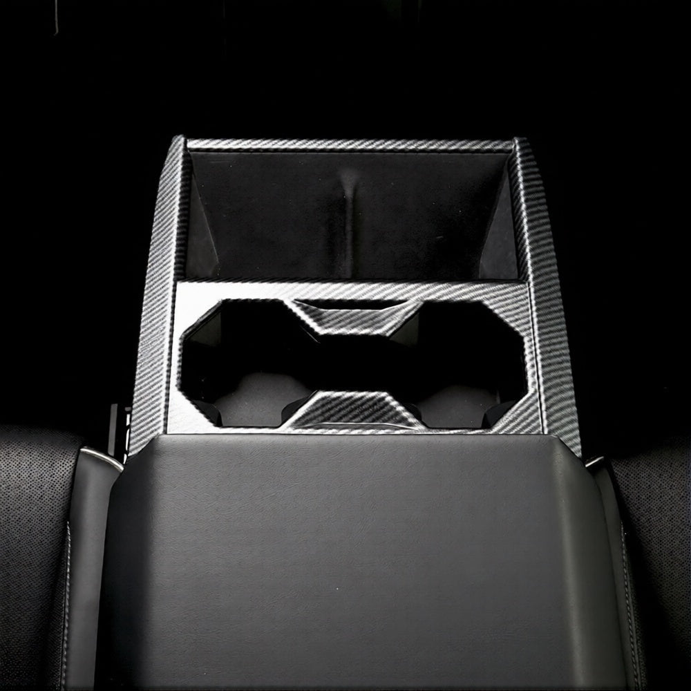 Cybertruck Center Console Cup Holder ABS Carbon Fiber Style Protective Overlay - Tesery Official Store