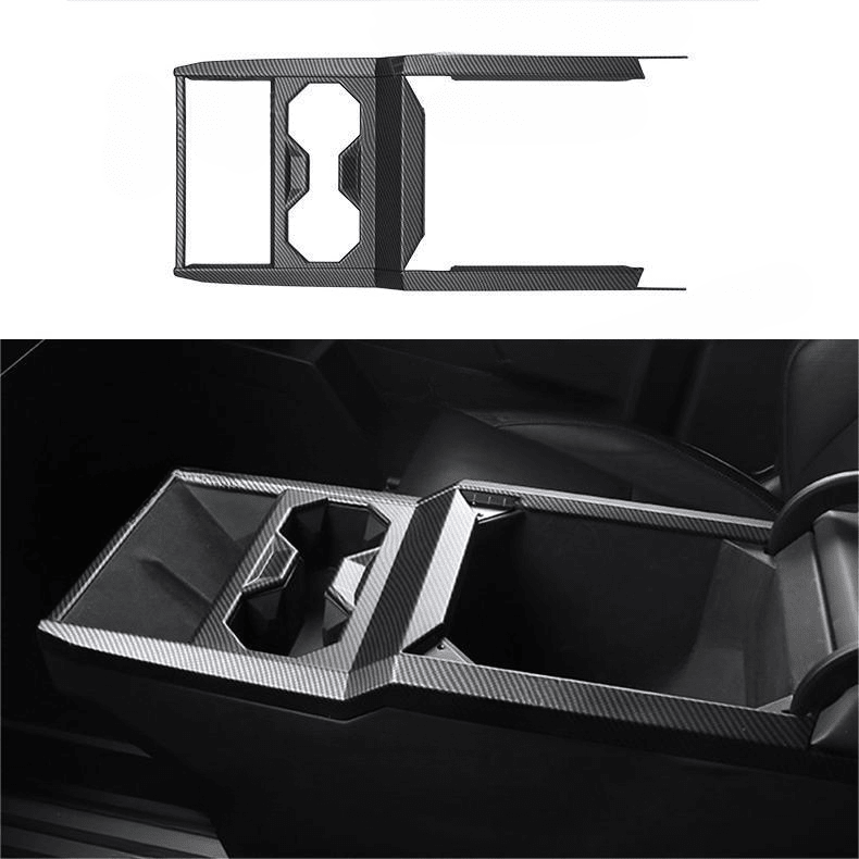 Cybertruck Center Console Cup Holder ABS Carbon Fiber Style Protective Overlay - Tesery Official Store