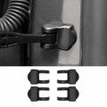 Installed black door check-arm cover above a four-piece set on white.