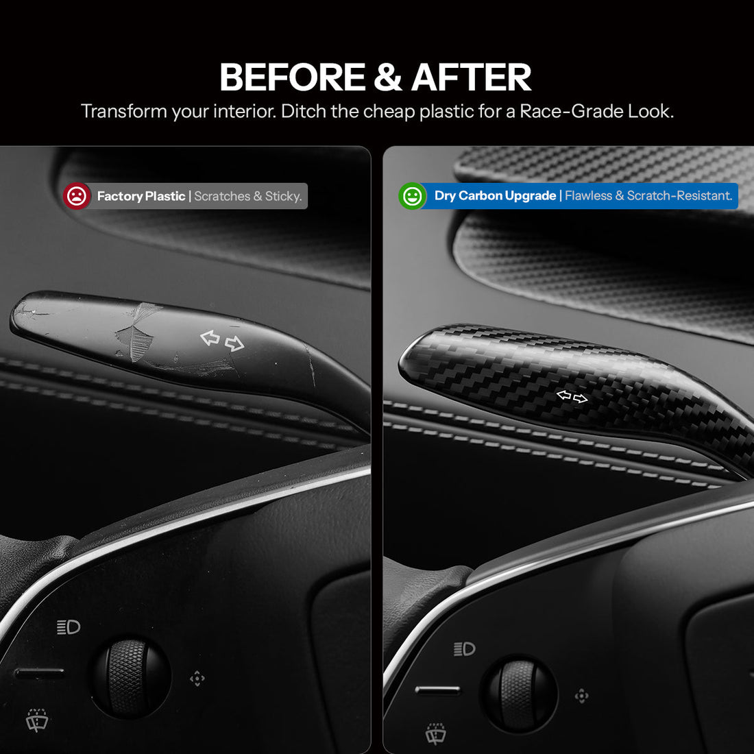 Dry Carbon Fiber Turn Signal Stalk Cover for Model Y Juniper / Model 3 Highland - Tesery Official Store