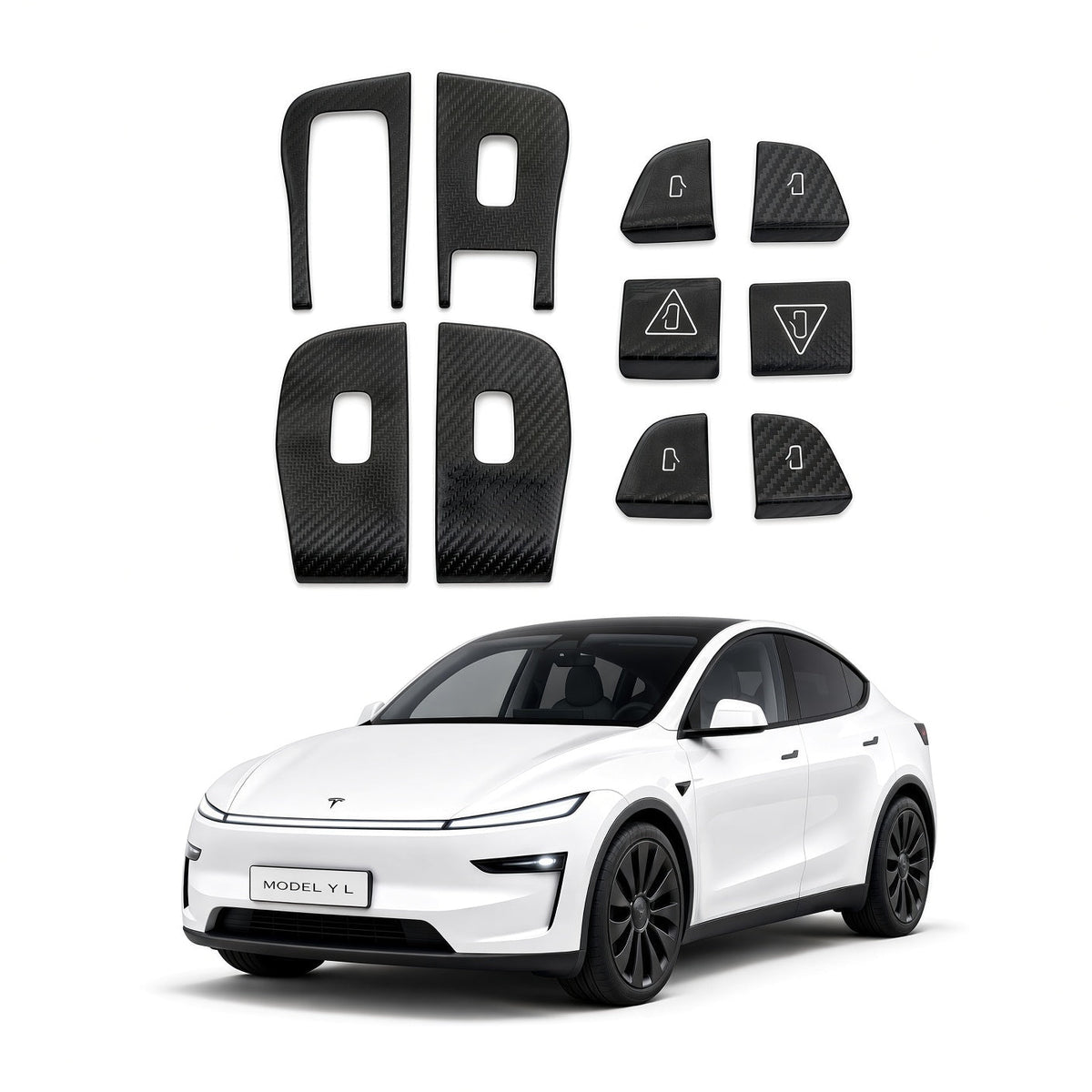 Dry Carbon Fiber Window Lift Button Trim & Switch Covers for Tesla Model Y L - Tesery Official Store