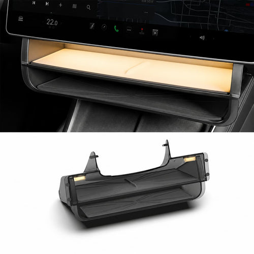 Dual-Layer Tray Under Screen Storage Box with LED Light for Model 3 Highland / Y Juniper - Tesery Official Store