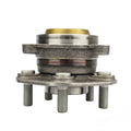 Side profile of the hub assembly showing the bearing body, flange and projecting wheel studs.