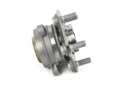 Tilted side view of the separate hub assembly showing its studs and layered bearing housing.