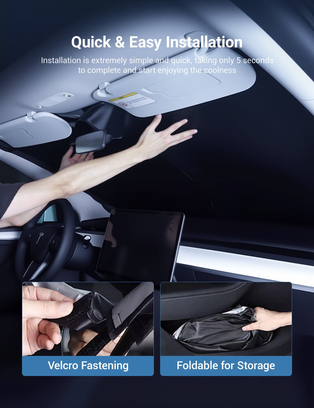 Front Windshield Sunshade for Tesla Model 3 / New Model Y - Tesery Official Store