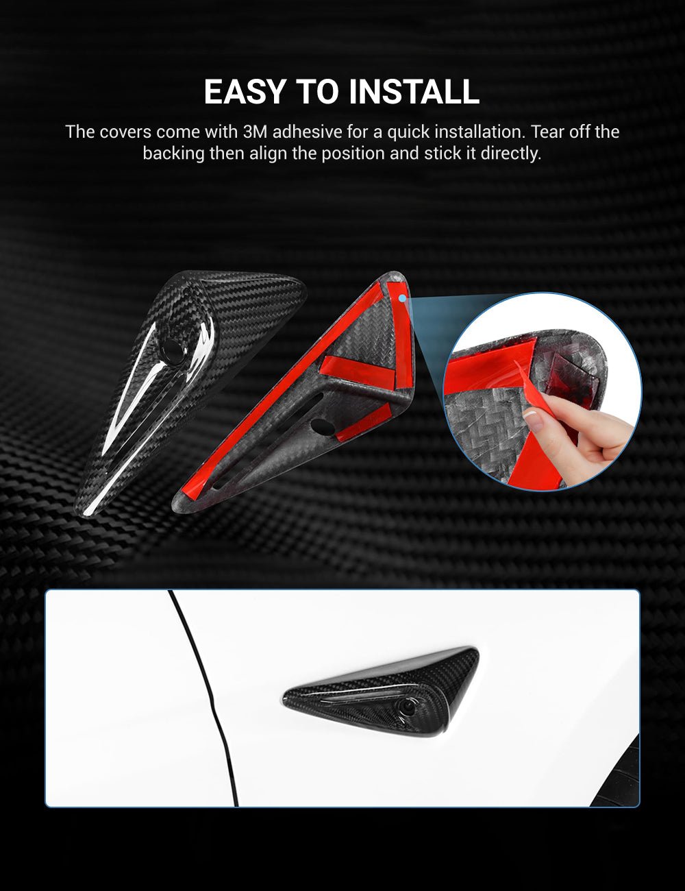 Full Side Camera Covers for Tesla Model 3 / Y - Carbon Fiber Exterior Mods - Tesery Official Store