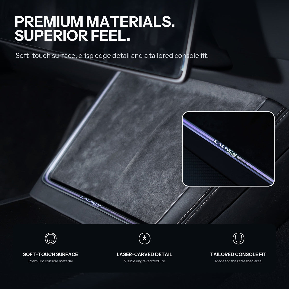 Soft-textured charging surface bordered by a violet illuminated light frame