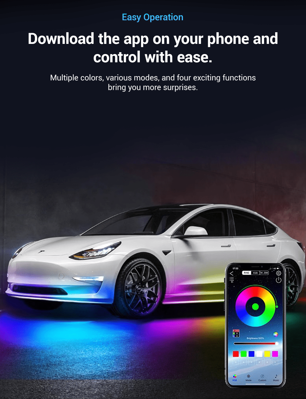 LED Chassis Ambient Lights for Tesla Model 3/Y (4PCS) - Tesery Official Store