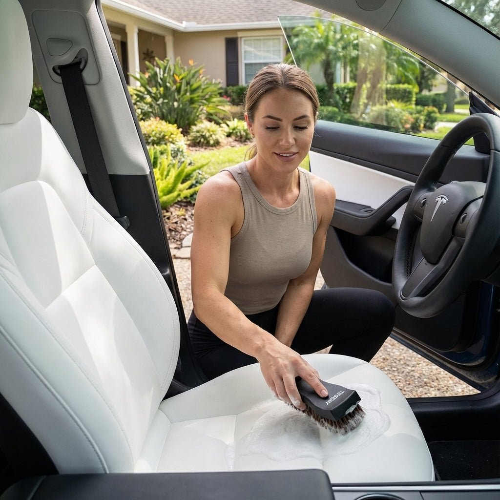 Long Bristle Horse Hair Leather Cleaning Brush for Tesla Interior | 1PCS - Tesery Official Store