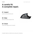 Lower mirror cover fitting guide: inspect housing attachment points, align tabs, and check seating and mirror movement