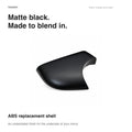 Matte-black ABS lower mirror replacement cover on a white background