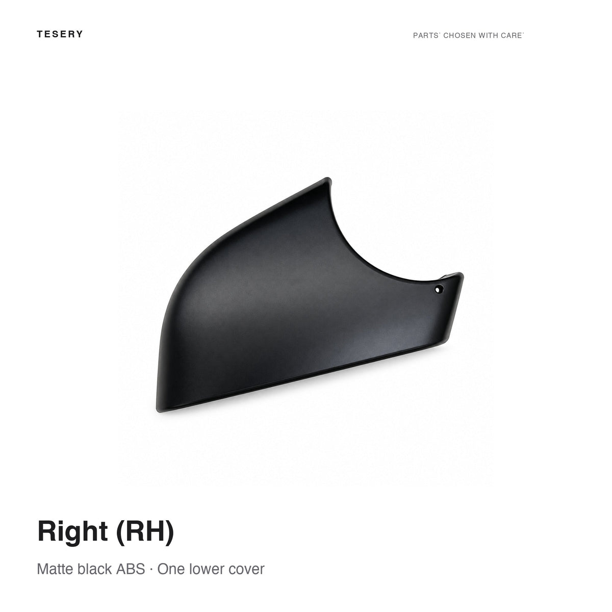 Right-hand matte-black ABS lower mirror cover labeled RH