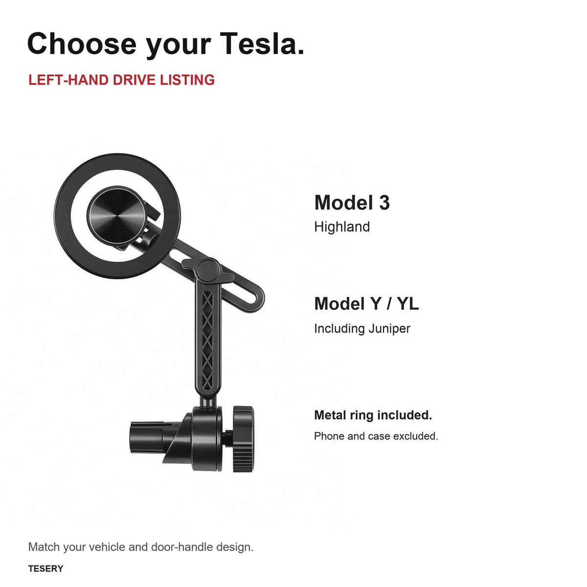Magnetic Door Phone Mount for Tesla Model 3 Highland, Model Y & Model YL (LHD) - Tesery Official Store
