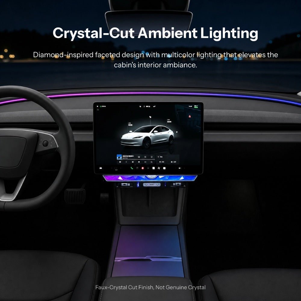 Model 3 Highland/Model Y Juniper Under Screen Crystal Dock | 3-in-1 Ambient Light, Aromatherapy & USB Fast Charging - Tesery Official Store
