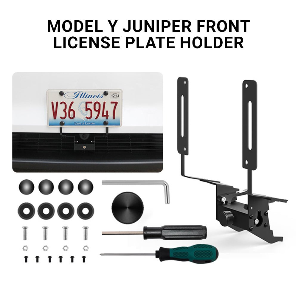 Model Y Juniper Front License Plate Holder | No - Drill, Anti - Theft Aluminum - Tesery Official Store
