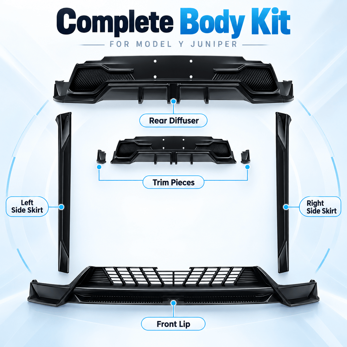 Model Y Juniper Premium & YL Body Kit – Front Lip, Side Skirts & Rear Diffuser - Tesery Official Store