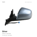 Silver LH complete side mirror assembly for Tesla Model Y Juniper and Model YL, painted housing with mounting base and wiring