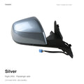 Silver RH complete side mirror assembly for Tesla Model Y Juniper and Model YL, painted housing with mounting base and wiring