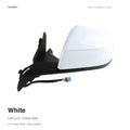 White LH complete side mirror assembly for Tesla Model Y Juniper and Model YL, painted housing with mounting base and wiring