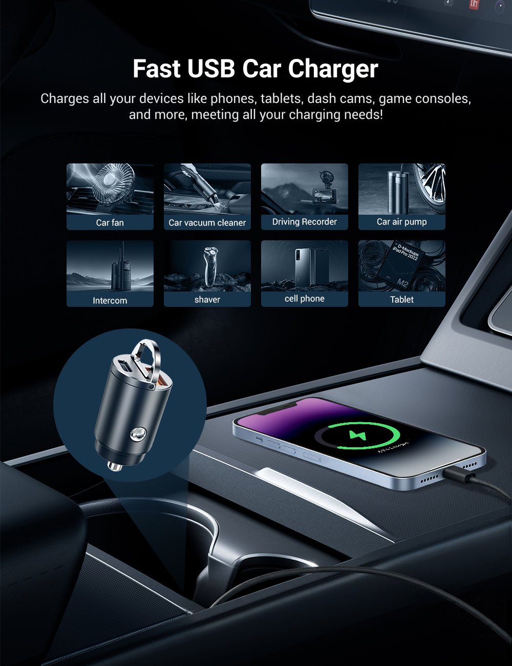 Phone Holder & 12V Adapter for Model 3/Y - Tesery Official Store