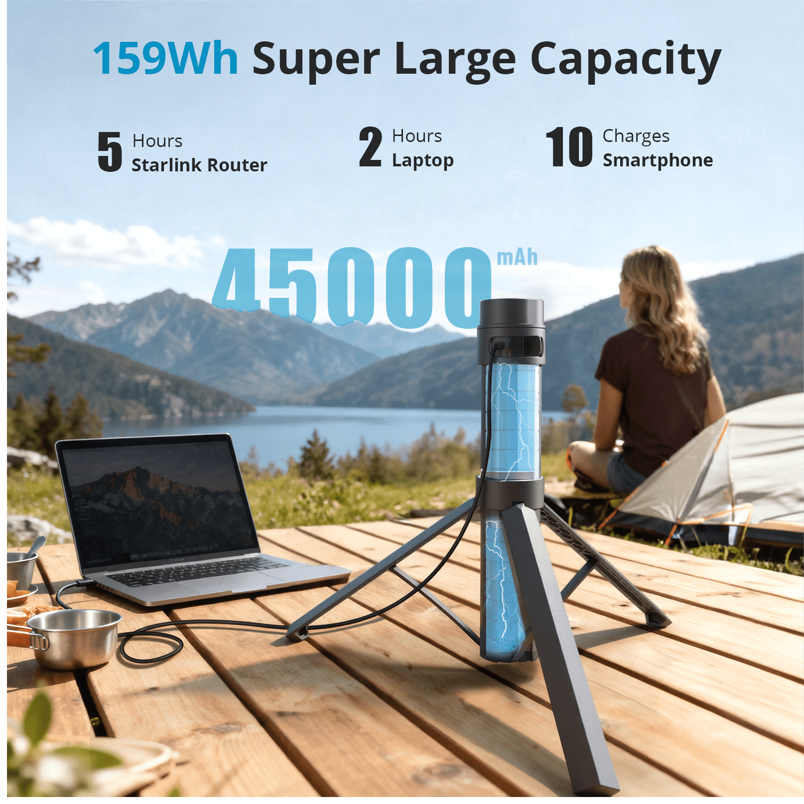 Portable Power & Mounting System for Starlink Mini | 45000mAh Battery Tripod Stand - Tesery Official Store