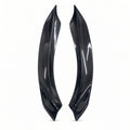 Pair of glossy carbon-fiber front bumper corner trim pieces shown lengthwise