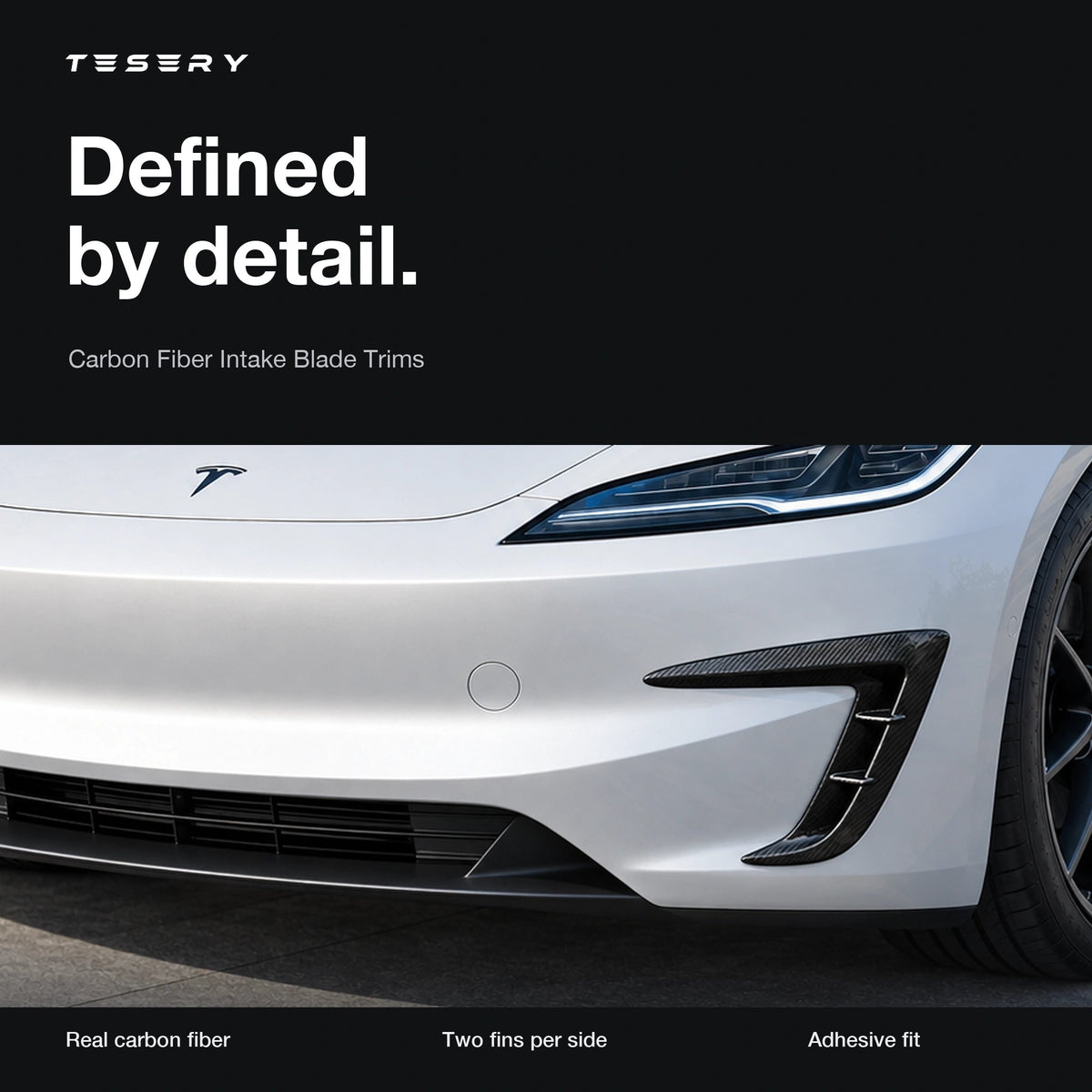 Real Carbon Fiber Front Intake Air Blades Trim for Model 3 Highland Performance 2024+ - Tesery Official Store