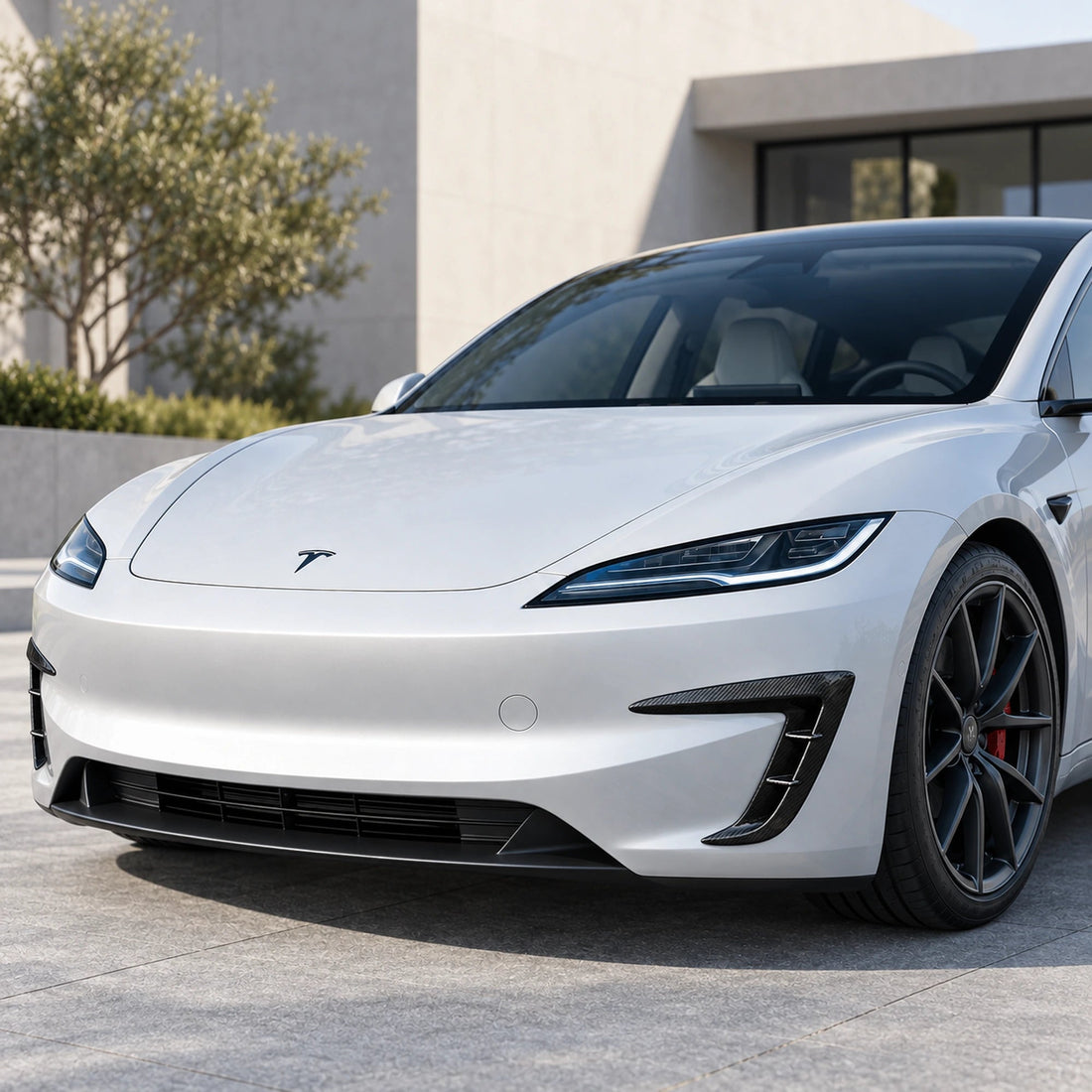 Real Carbon Fiber Front Intake Air Blades Trim for Model 3 Highland Performance 2024+ - Tesery Official Store