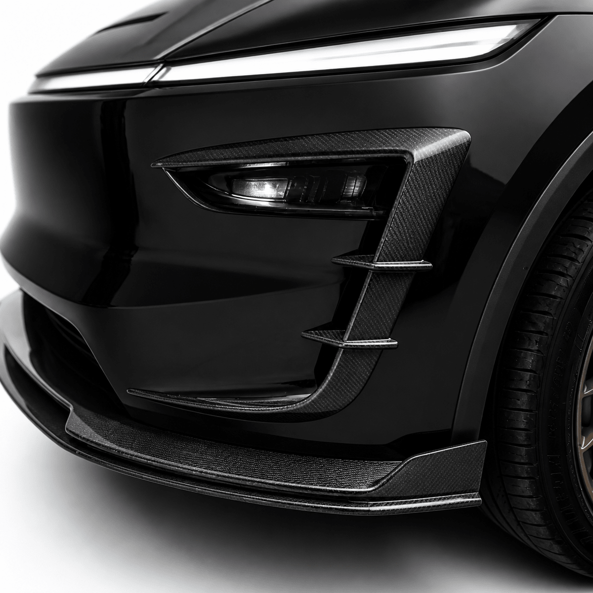 Real Carbon Fiber Front Intake Air Blades Trim for Model Y Juniper & Model YL 6-Seater - Tesery Official Store